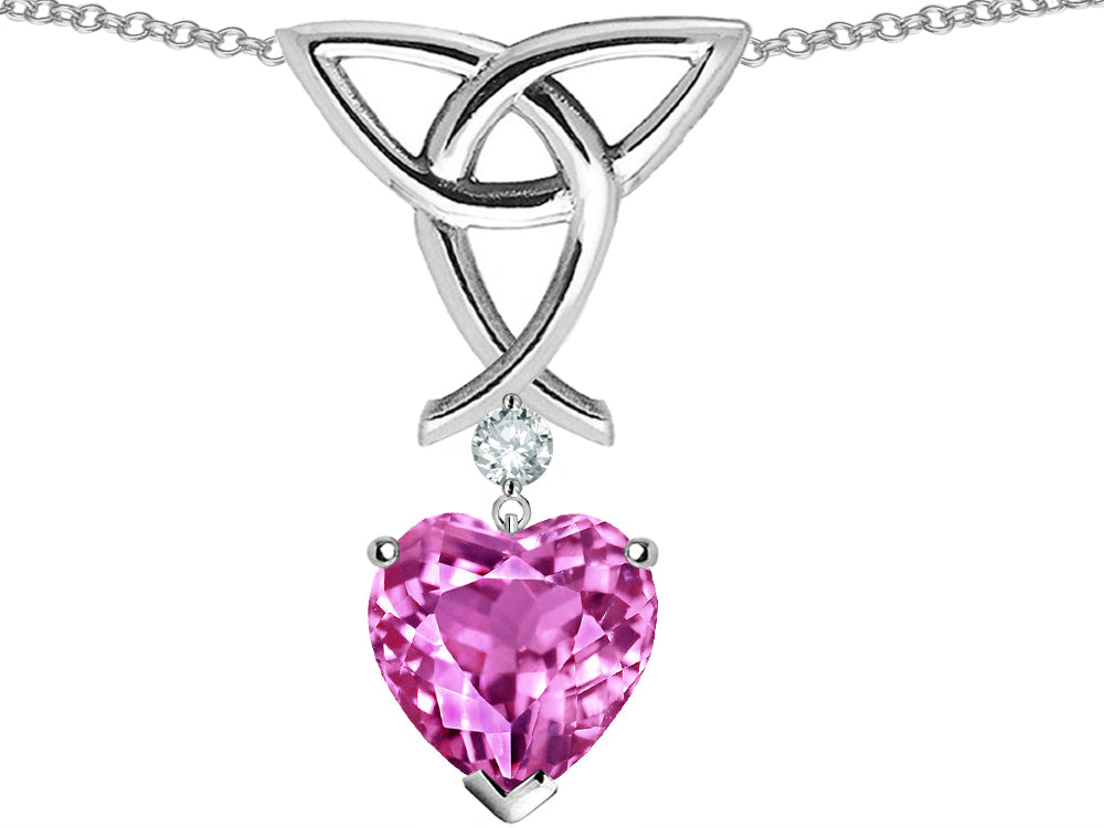 Star K™ Love Knot Pendant Necklace with Heart Shape 8mm Created Pink Sapphire