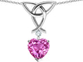 Star K™ Love Knot Pendant Necklace with Heart Shape 8mm Created Pink Sapphire