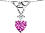 Star K™ Love Knot Pendant Necklace with Heart Shape 8mm Created Pink Sapphire