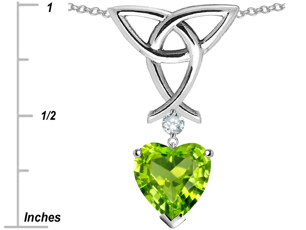 Star K™ Love Knot Pendant Necklace with Heart Shape Simulated Peridot