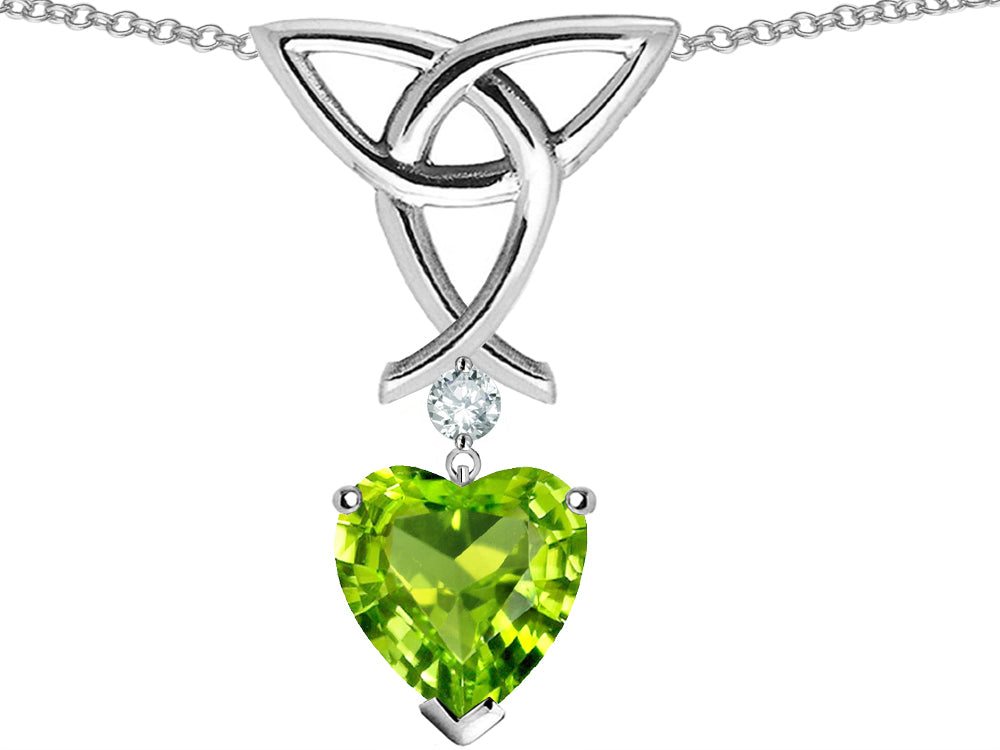 Star K™ Love Knot Pendant Necklace with Heart Shape Simulated Peridot
