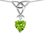 Star K™ Love Knot Pendant Necklace with Heart Shape Simulated Peridot