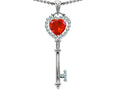Star K™ Key To My Heart Love Pendant Necklace With 7mm Heart Shape Simulated Mexican Fire Opal