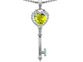 Star K™ Key To My Heart Love Pendant Necklace With 7mm Heart Shape Simulated Yellow Sapphire