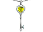 Star K™ Key To My Heart Love Pendant Necklace With 7mm Heart Shape Simulated Yellow Sapphire