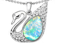 Star K™ .75inch Love Swan Pendant Necklace With Created Opal.