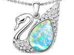Star K™ .75inch Love Swan Pendant Necklace With Created Opal.