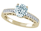 Tommaso Design Genuine Aquamarine Solitaire Engagement Ring