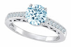 Tommaso Design Genuine Aquamarine Solitaire Engagement Ring