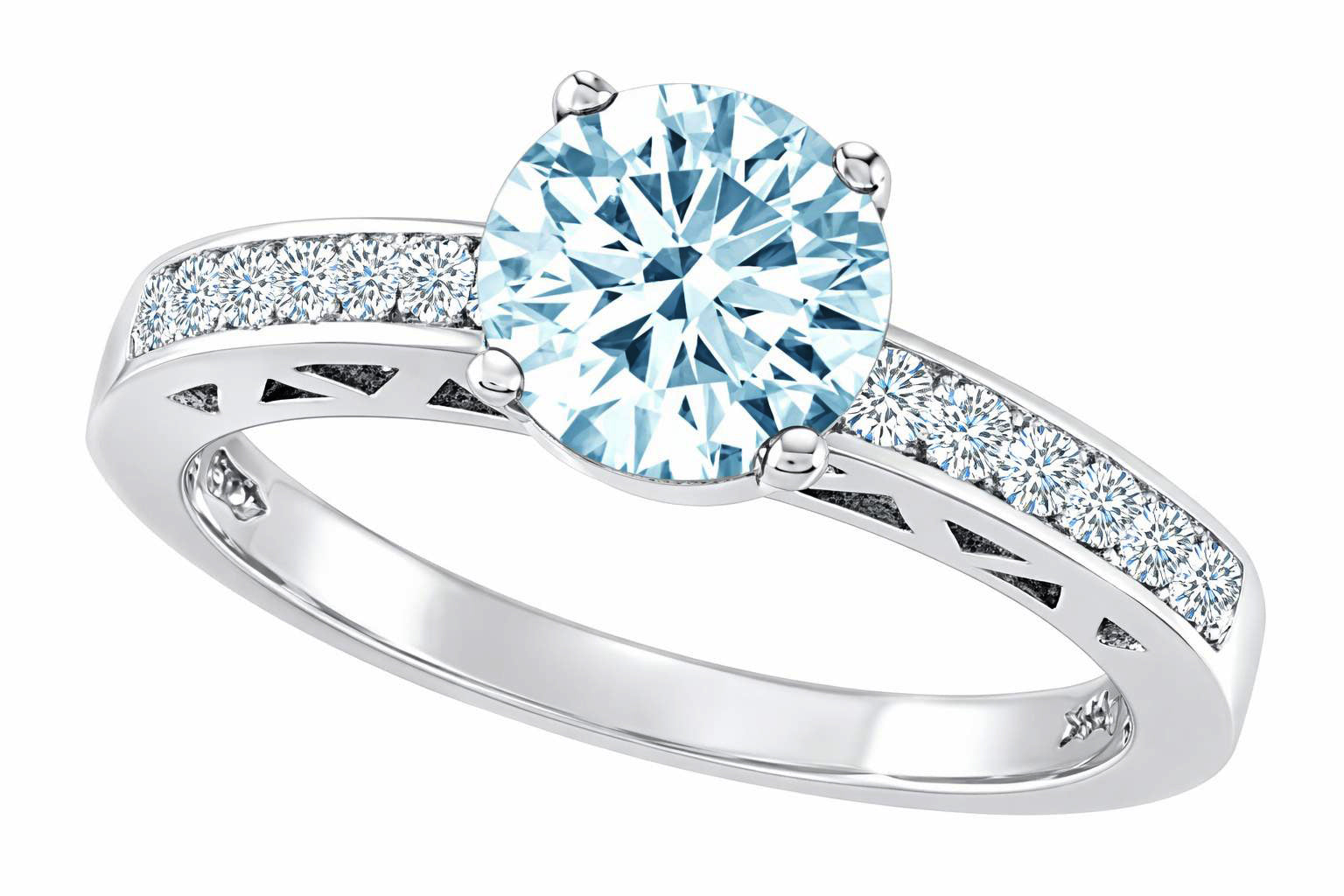 Tommaso Design Genuine Aquamarine Solitaire Engagement Ring
