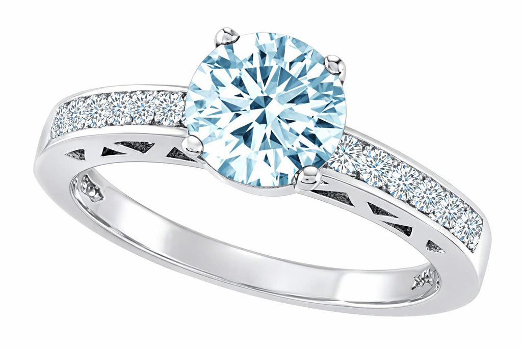 Star K Genuine Aquamarine Solitaire Engagement Ring