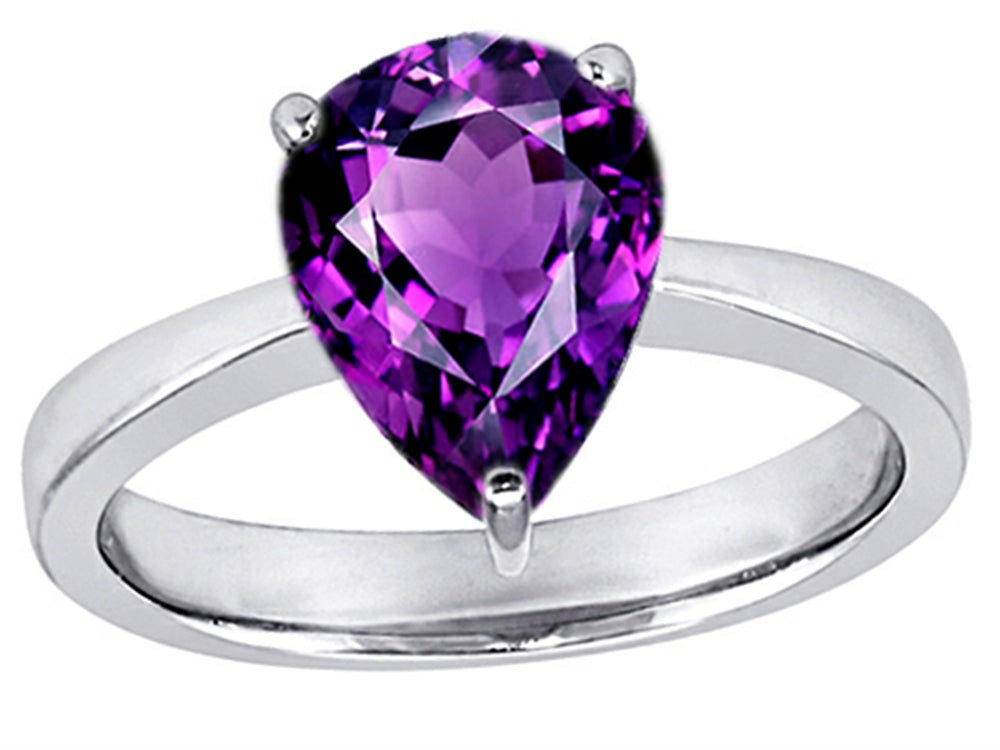 Star K Large 11x8 Pear Shape Solitaire Ring With Simulated Amethyst