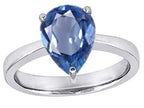 Star K Large 11x8 Pear Shape Solitaire Ring with Simulated Aquamarine