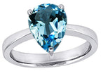 Star K Large 11x8 Pear Shape Solitaire Ring With Simulated Blue Topaz