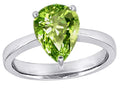Star K Large 11x8 Pear Shape Solitaire Ring With Simulated Peridot