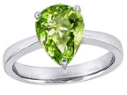Star K Large 11x8 Pear Shape Solitaire Ring With Simulated Peridot