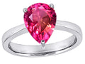 Star K Large 11x8 Pear Shape Solitaire Ring with Created Pink Sapphire
