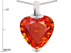 Star K™ 10mm Heart Shape Simulated Mexican Fire Opal Pendant Necklace