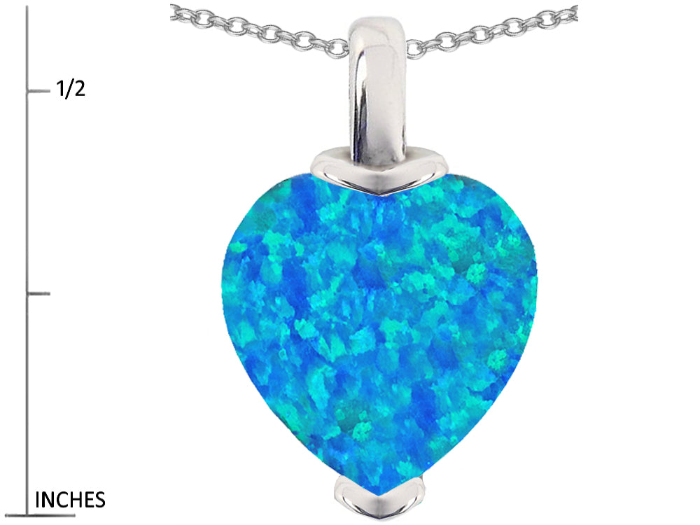 Star K™ 10mm Heart Shape Blue Created Opal Pendant Necklace