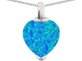 Star K™ 10mm Heart Shape Blue Created Opal Pendant Necklace