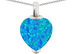Star K™ 10mm Heart Shape Blue Created Opal Pendant Necklace