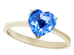 Tommaso Design Genuine Blue Topaz Heart Shape 8mm Solitaire Engagement Ring