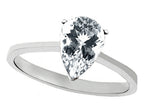 Tommaso Design Genuine White Topaz Pear Shape 8x6mm Solitaire Engagement Ring