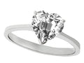 Tommaso Design Genuine White Topaz Heart Shape 8mm Solitaire Engagement Ring