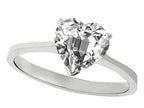 Tommaso Design Genuine White Topaz Heart Shape 8mm Solitaire Engagement Ring