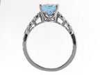 Tommaso Design Genuine Aquamarine Round 7mm s Solitaire Engagement Ring