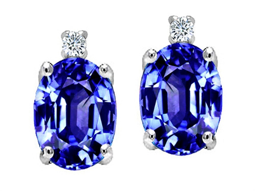 Tommaso Design™ Simulated Tanzanite and Genuine Diamonds Earrings
