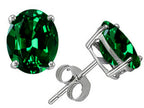 Star K™ Oval 8x6mm Simulated Emerald Earrings Studs