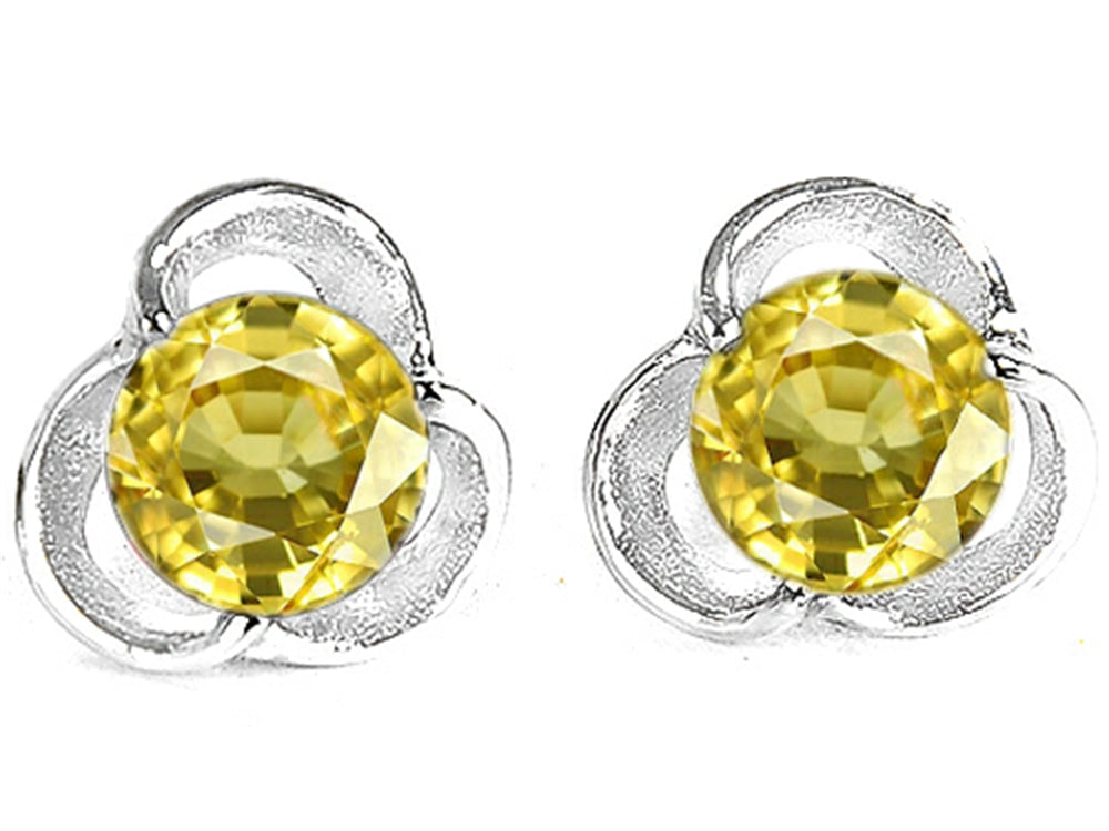 Star K™ Round 6mm Simulated Yellow Sapphire Flower Earrings Studs