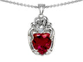 Star K™ Loving Mother And Twins Family Pendant Necklace With 8mm Heart Shape Created Ruby