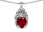 Star K™ Loving Mother And Twins Family Pendant Necklace With 8mm Heart Shape Created Ruby