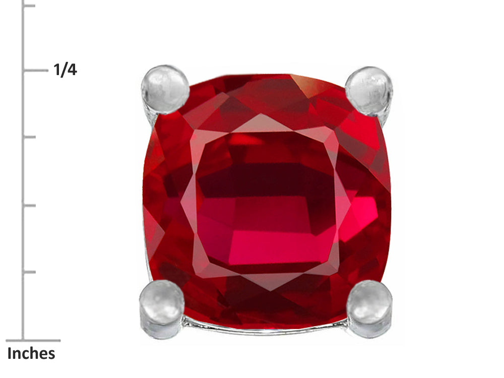 Star K™ Cushion-Cut 7mm Created Ruby Earrings Studs