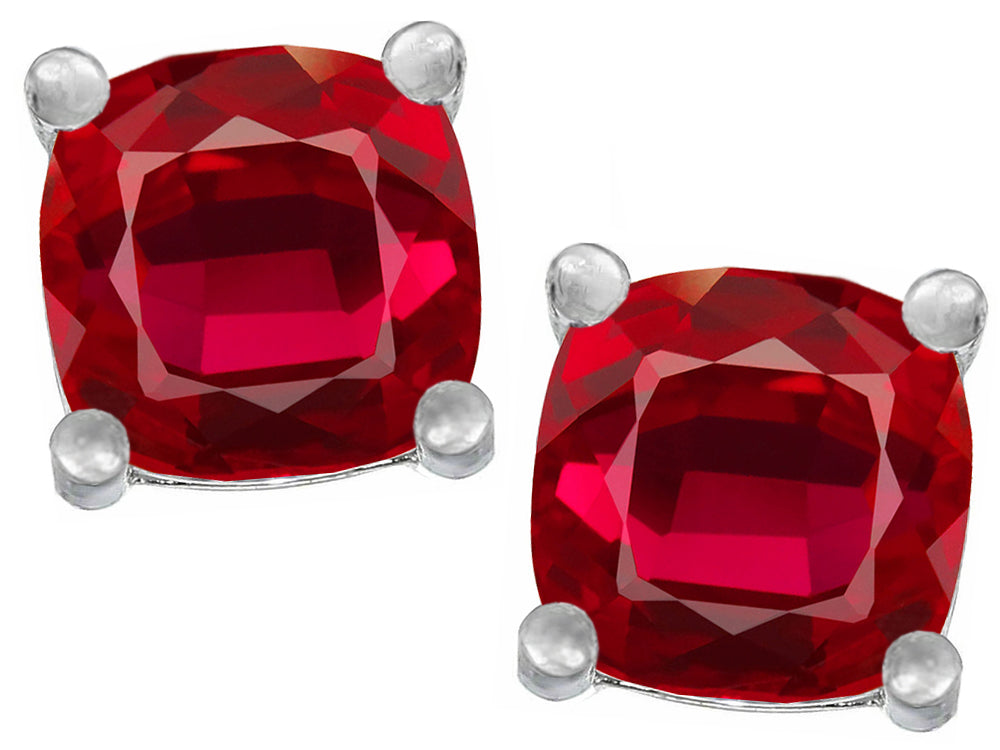 Star K™ Cushion-Cut 7mm Created Ruby Earrings Studs