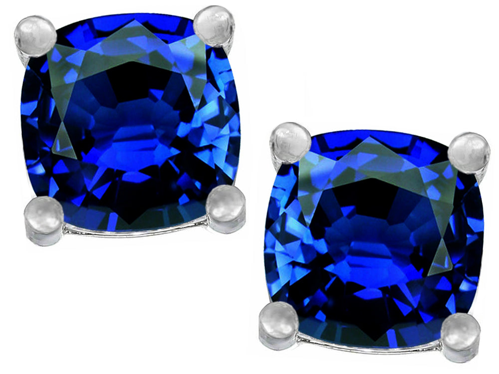 Star K™ Cushion-Cut 7mm Created Sapphire Earrings Studs