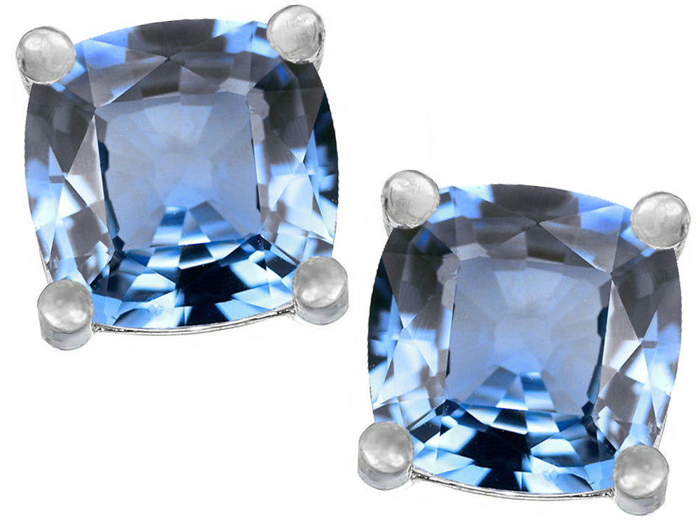 Star K™ Cushion-Cut 7mm Simulated Aquamarine Earrings Studs