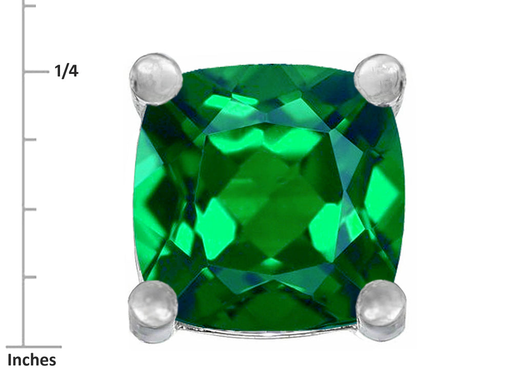 Star K™ Cushion-Cut 7mm Simulated Emerald Earrings Studs