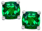 Star K™ Cushion-Cut 7mm Simulated Emerald Earrings Studs