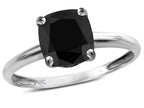 Original Star K Genuine Black Sapphire 7mm Cushion-Cut Solitaire Engagement Ring
