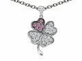 Star K™ Lucky Clover Pendant Necklace With Created Pink Sapphire