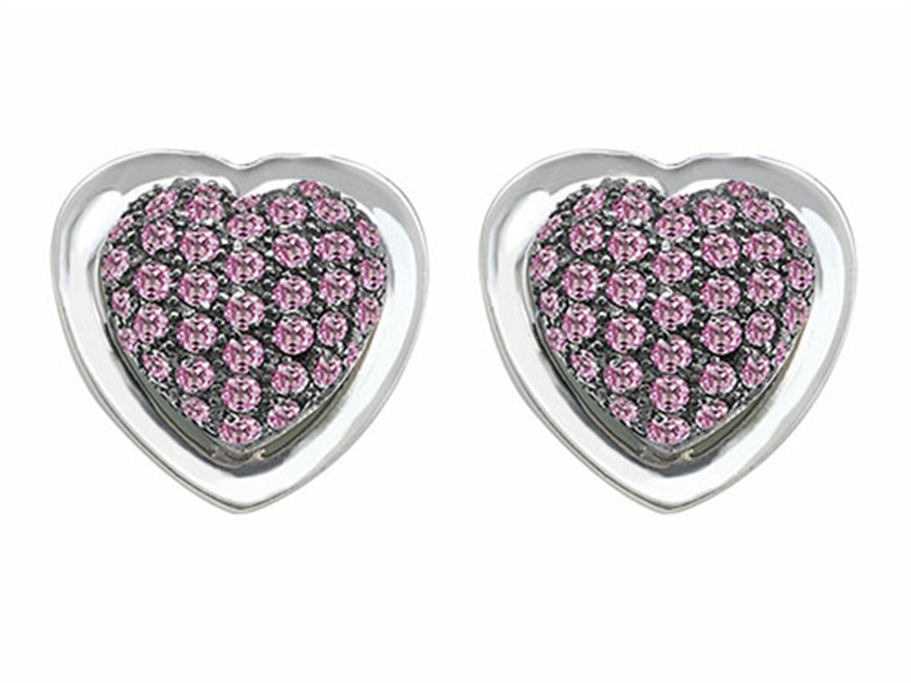 Star K™ Heart Shape Love Earrings with Created Pink Sapphire