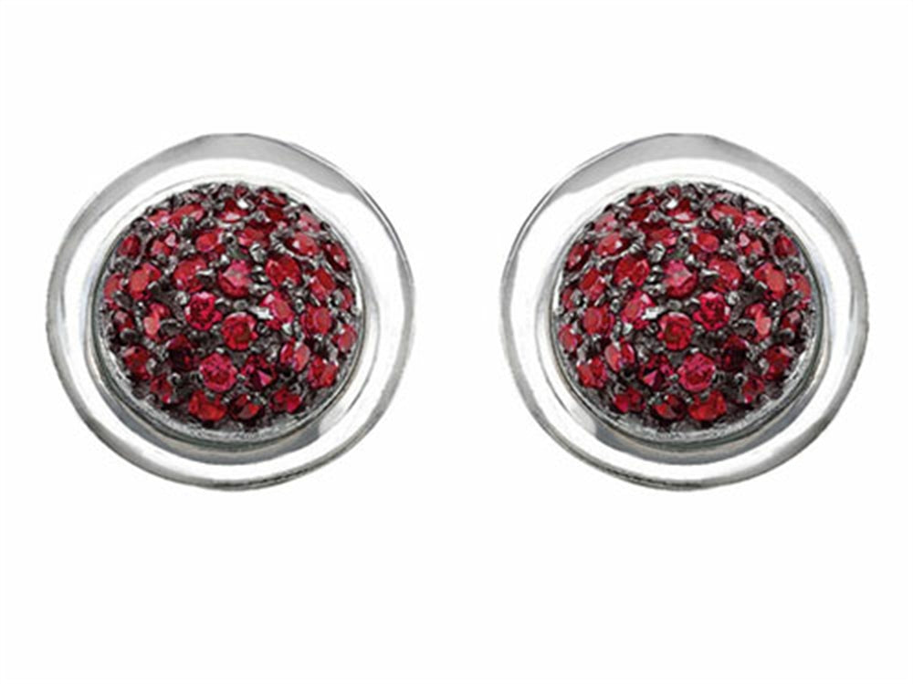 Star K™ Round Puffed Earrings with Created Ruby
