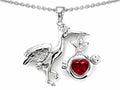 Star K™ Baby Stork Mother Pendant Necklace with Heart Shape Created Ruby