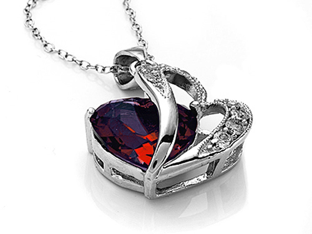 Star K™ Heart Shape 12mm Simulated Garnet Pendant Necklace