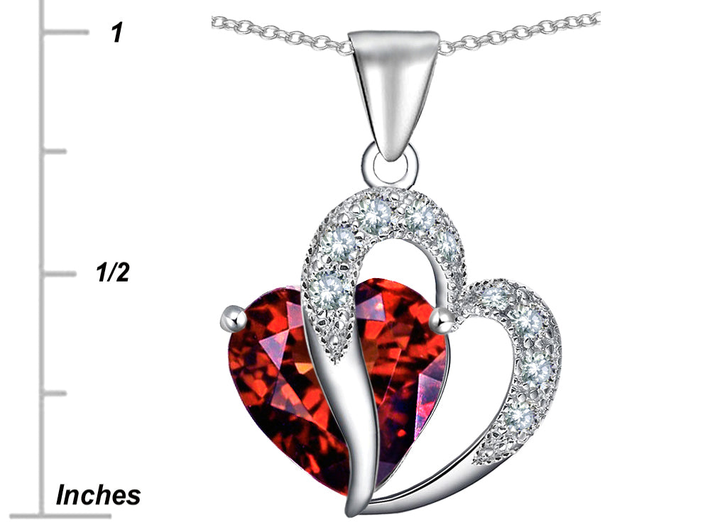 Star K™ Heart Shape 12mm Simulated Garnet Pendant Necklace