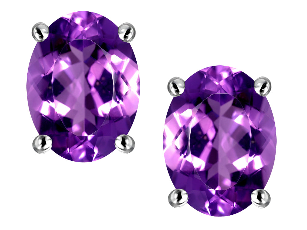 Star K™ Oval 8x6mm Simulated Amethyst Earrings Studs