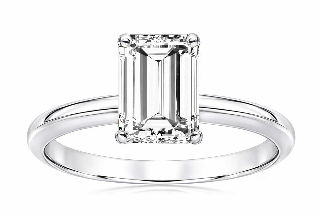 Tommaso Design White Topaz 8x6mm Emerald Cut Engagement Ring